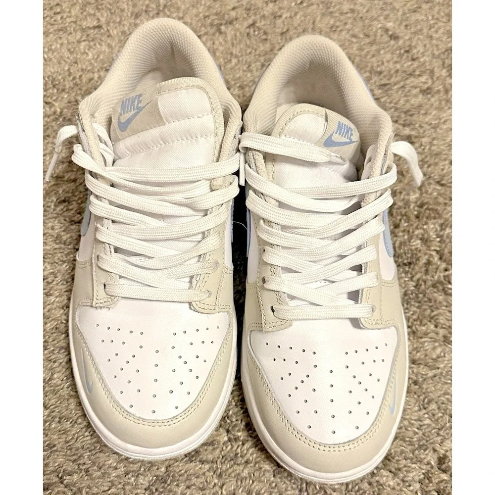 Nike womens dunk low light bone armory blue